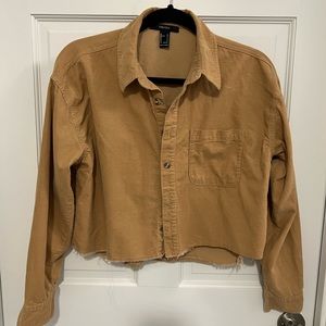 Forever 21 corduroy cropped frayed jacket top size S